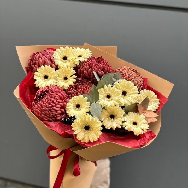Букет гербер и хризантем Бигуди в Шахтах