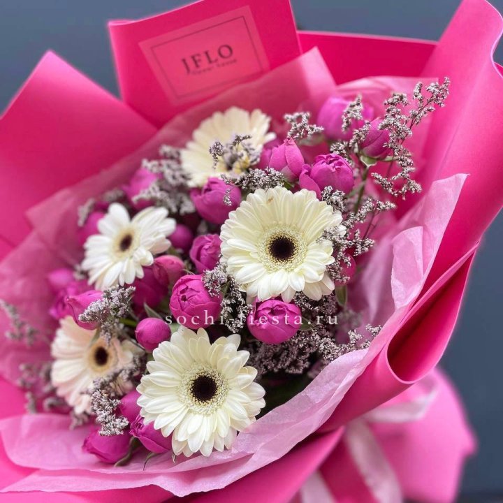 Букет гербер и мисти бабблс  в Шахтах