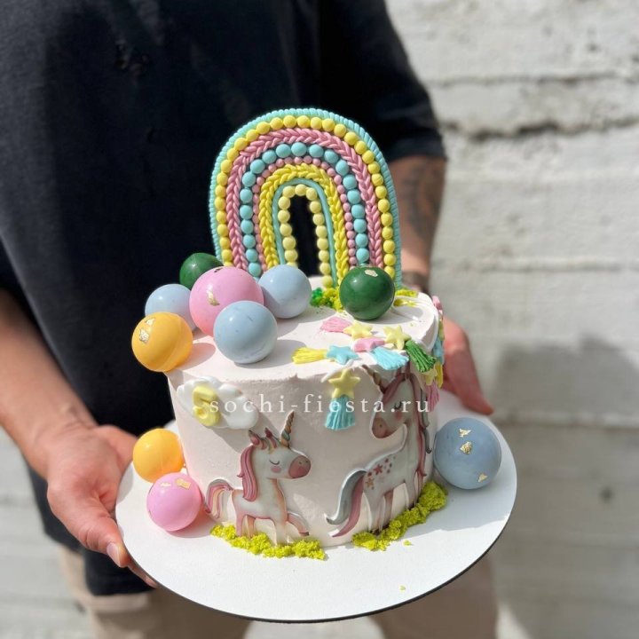 Торт "Радуга с единорогом" с доставкой в Шахтах