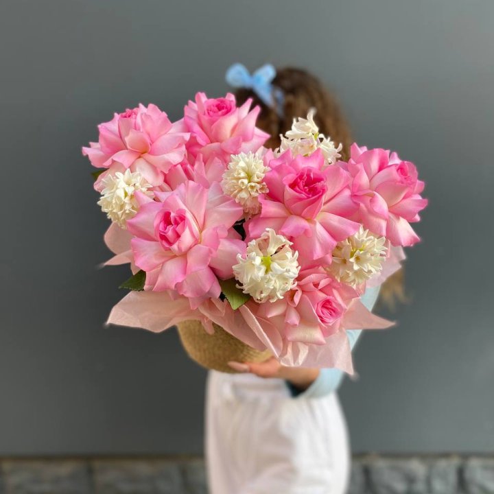 Дуо розы и гиацинты с доставкой в Шахтах