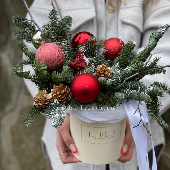 Новогодняя композиция в коробке ред в Шахтах