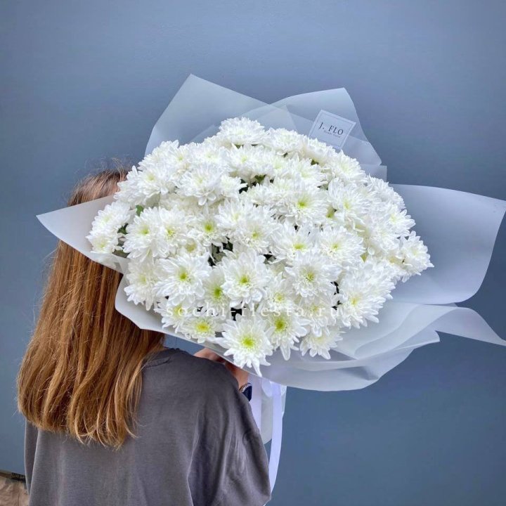 Букет хризантем "Белая снежинка" в Шахтах