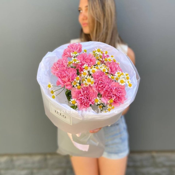 Дуобукет диантусов и ромашек в Шахтах