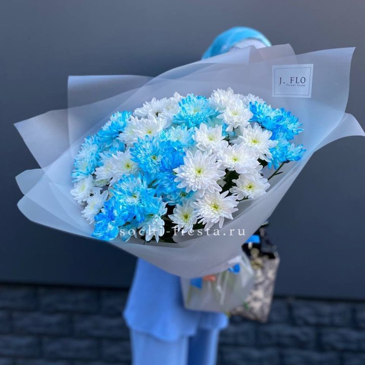 Букет хризантем "Голубая снежинка" в Шахтах