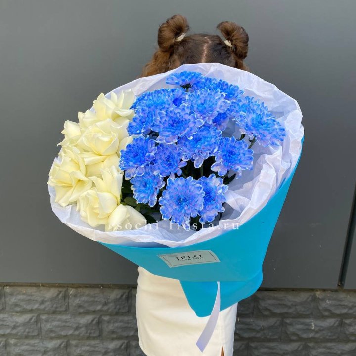 Дуо букет розы и хризантема в Шахтах