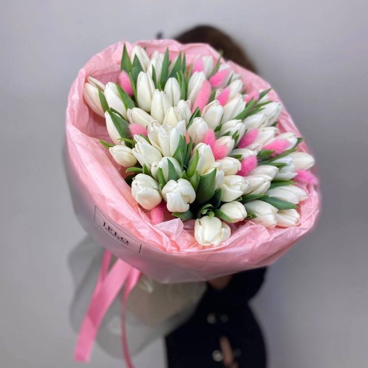 51 белый тюльпан "Рози" в Шахтах