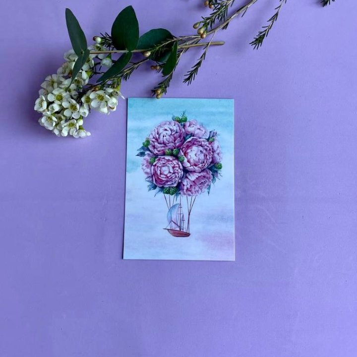 Открытка к букету "Пион" в Шахтах