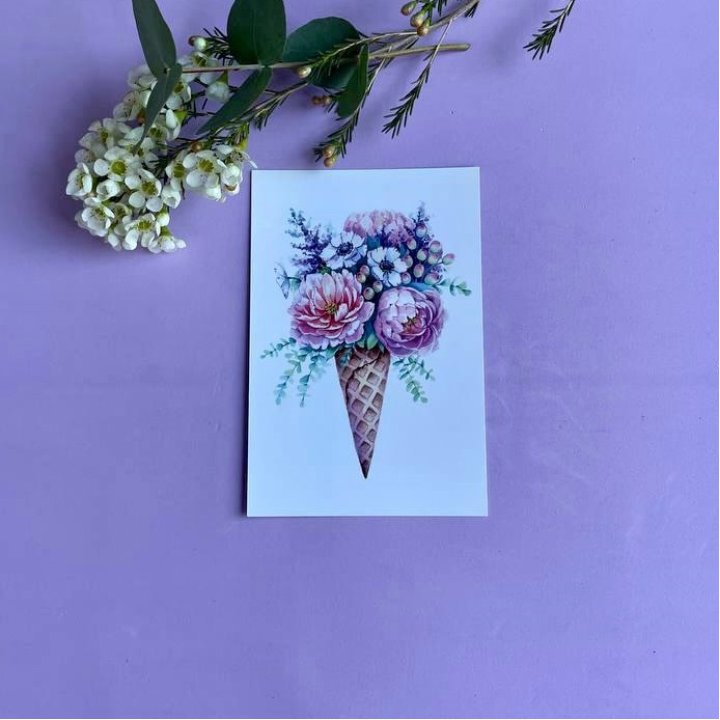 Открытка к букету "Цветочно-кремовый" в Шахтах