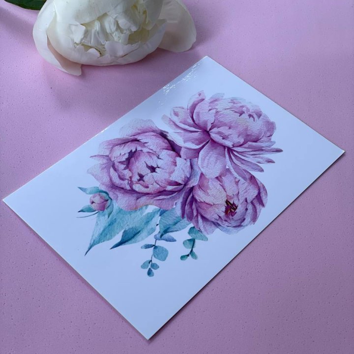 Открытка к букету "Пионы" в Шахтах