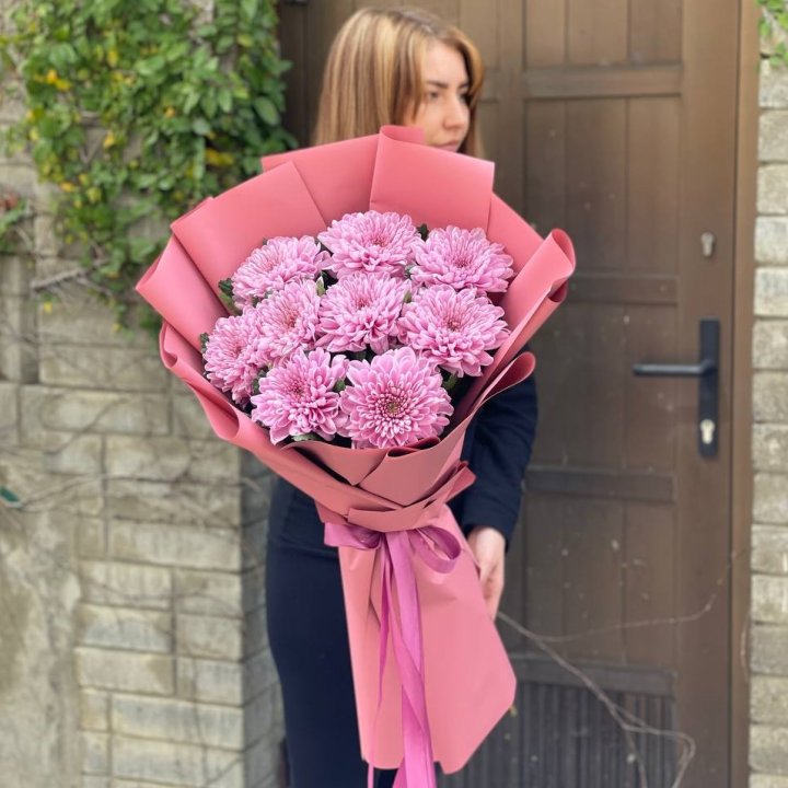 Букет хризантем розовый в Шахтах