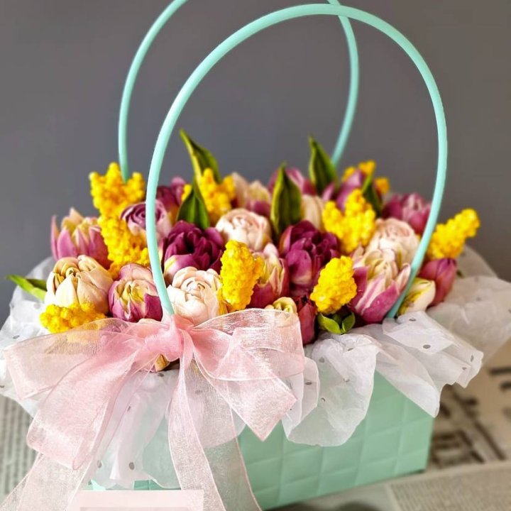 Тюльпаны в сумочке из зефира в Шахтах
