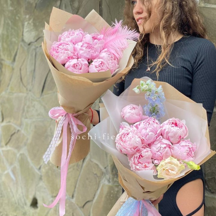 7 зефирных пионов  в Шахтах