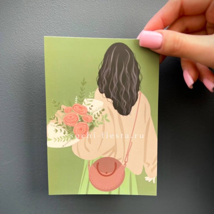 Открытка к букету "Потрясающая девушка" в Шахтах