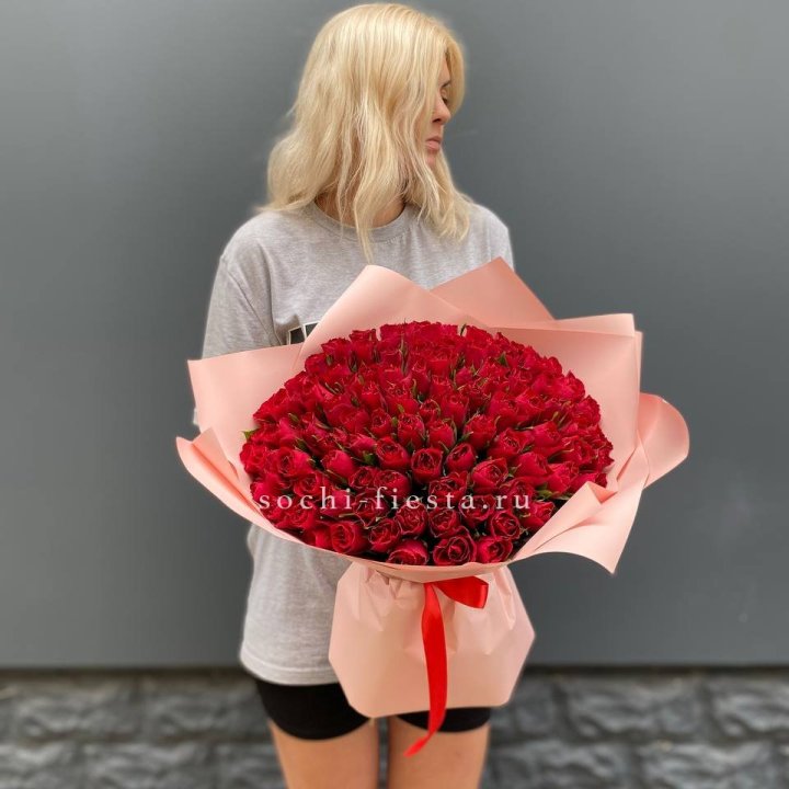 101  красная кенийская роза  с доставкой в Шахтах