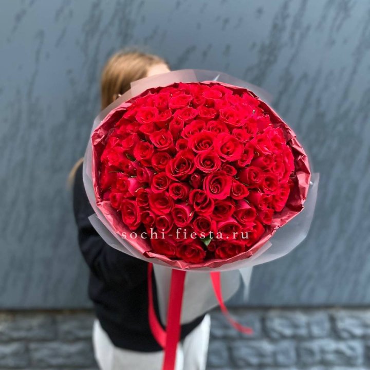 101  красная кенийская роза  с доставкой в Шахтах