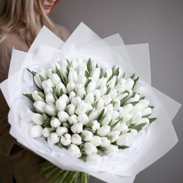 101 белый тюльпан в Шахтах