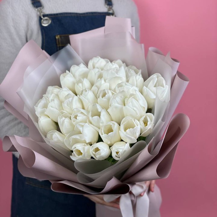 Букет белых тюльпанов "Пур-пур" в Шахтах